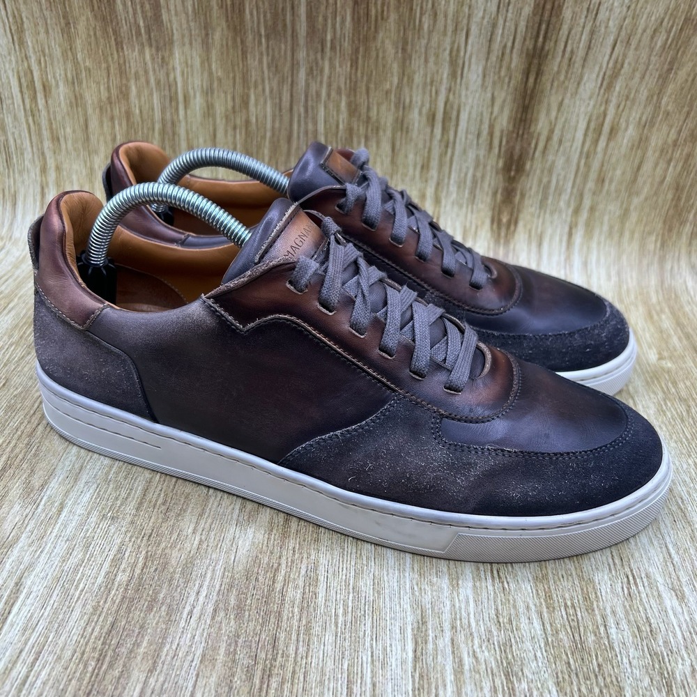 Magnanni Severo Men's Size 10 Brown Leather Suede Low Top Sneakers Made in Spain